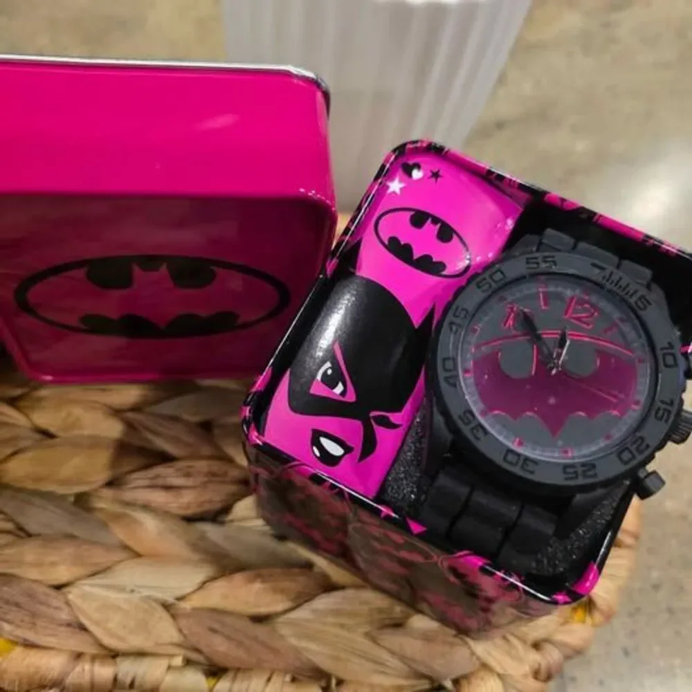 Batgirl Pink and Black Watch with Tin